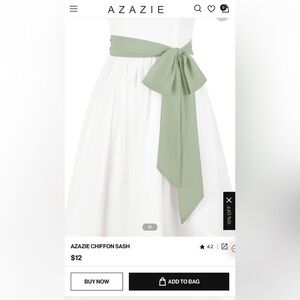 Azazie “Dusty sage” chiffon belt size M